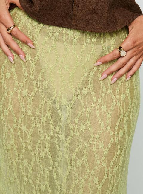 Pura Vida Lace Maxi Skirt Sage Product Image