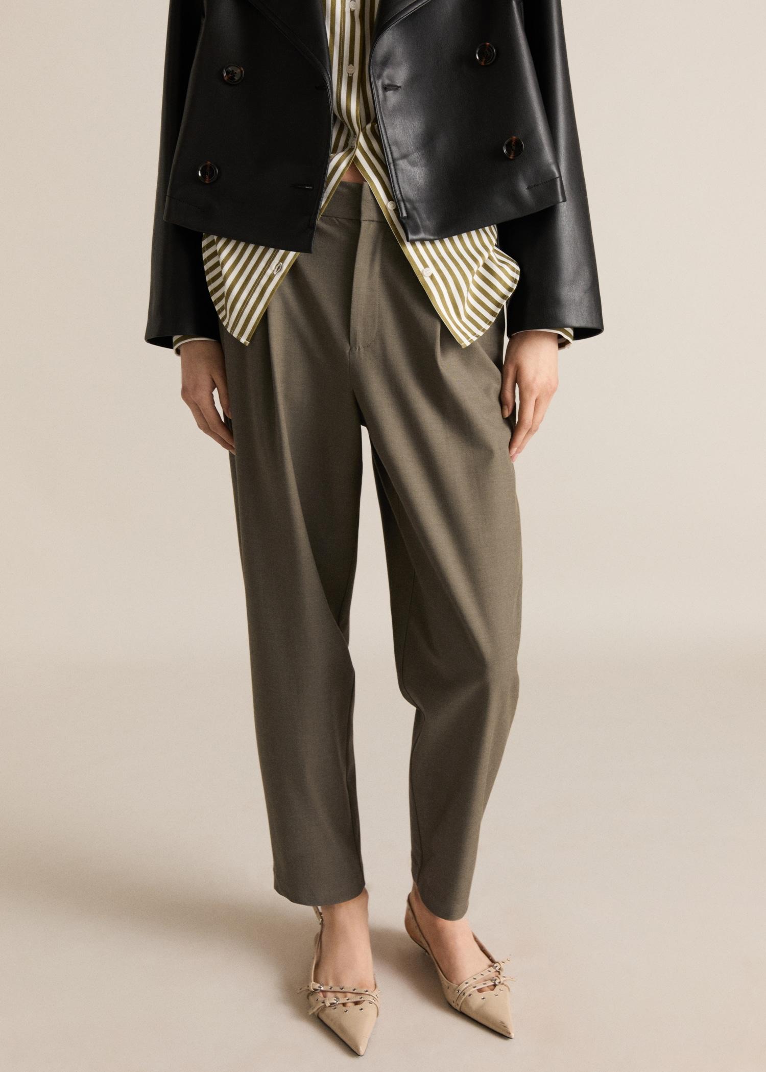 Straight mid-rise pants - Women | MANGO USA Product Image