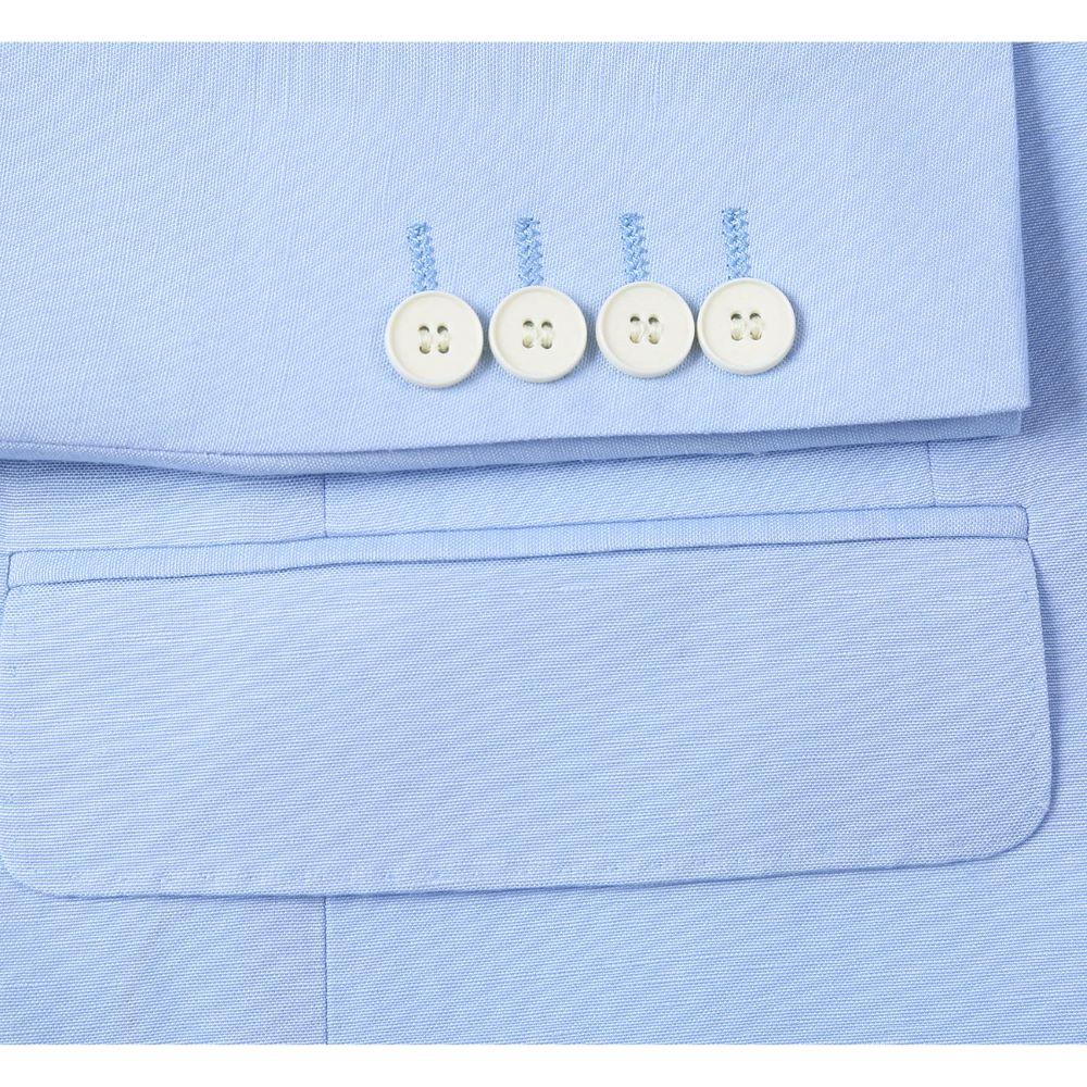 Men's Blue 2-Piece Slim Fit Linen Suit Male Product Image