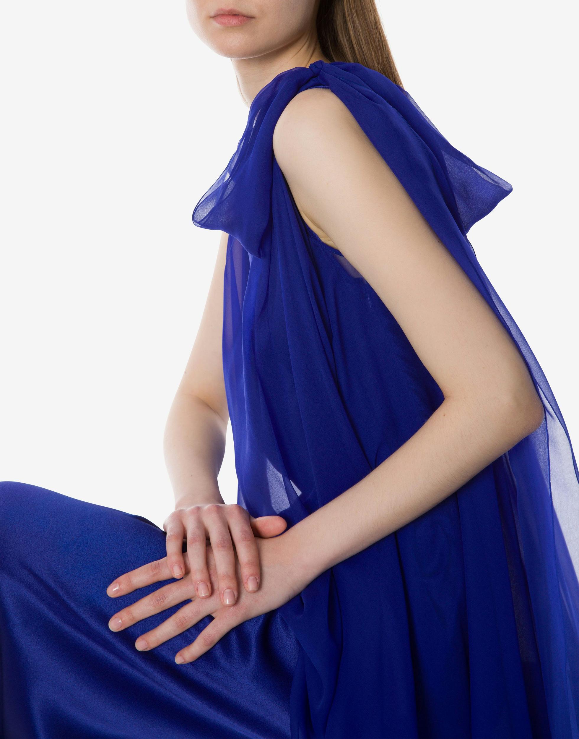 Satin jumpsuit with chiffon cape Product Image
