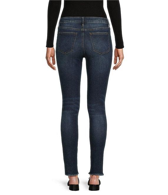 Vigoss Jagger Mid Rise Destructed Frayed Hem Skinny Jeans Product Image