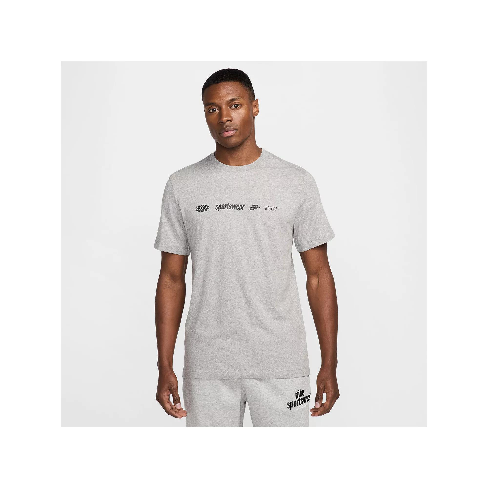 Men's Nike Small Logos Sportswear Tee, Size: XL, Dark Grey Grey Product Image