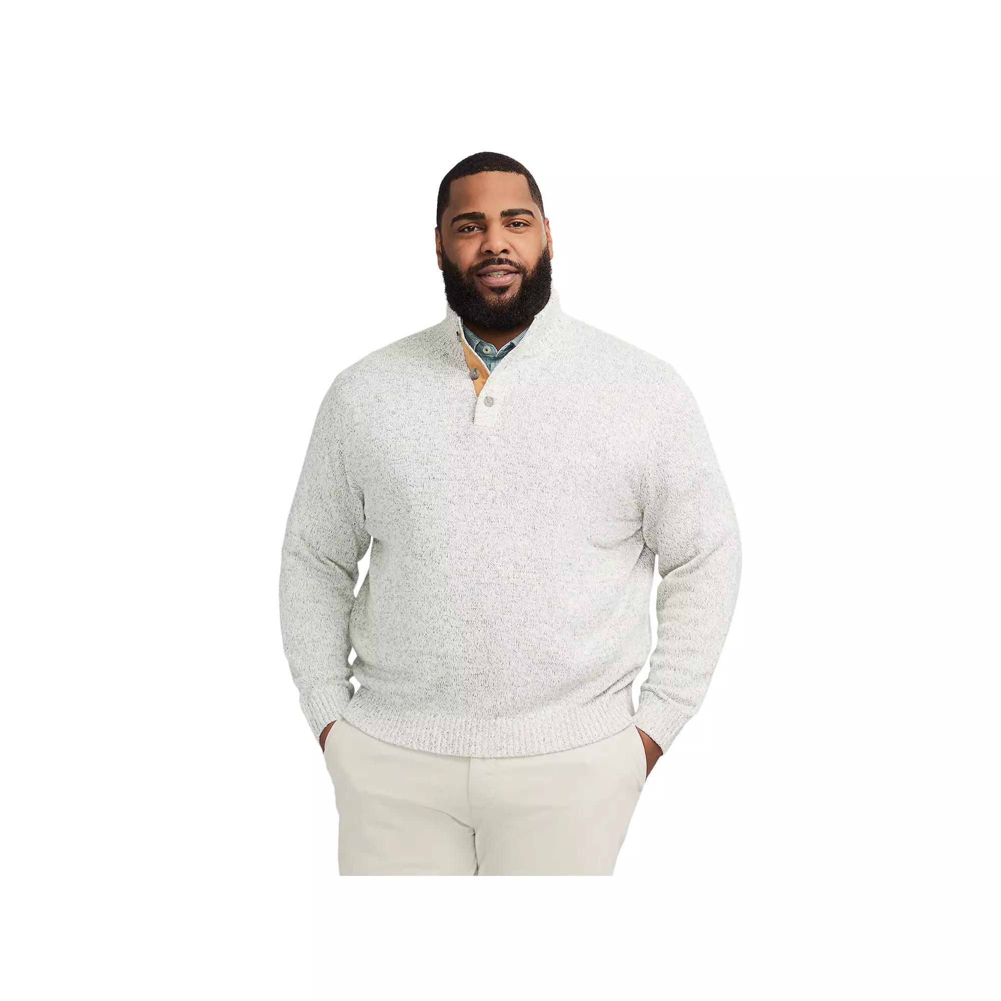 Big & Tall IZOD Marled Button-Mock Sweater, Men's, Size: 3XB, White Ice Product Image