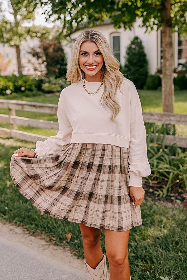 Fall Festivities Plaid Mini Dress in French Vanilla Product Image