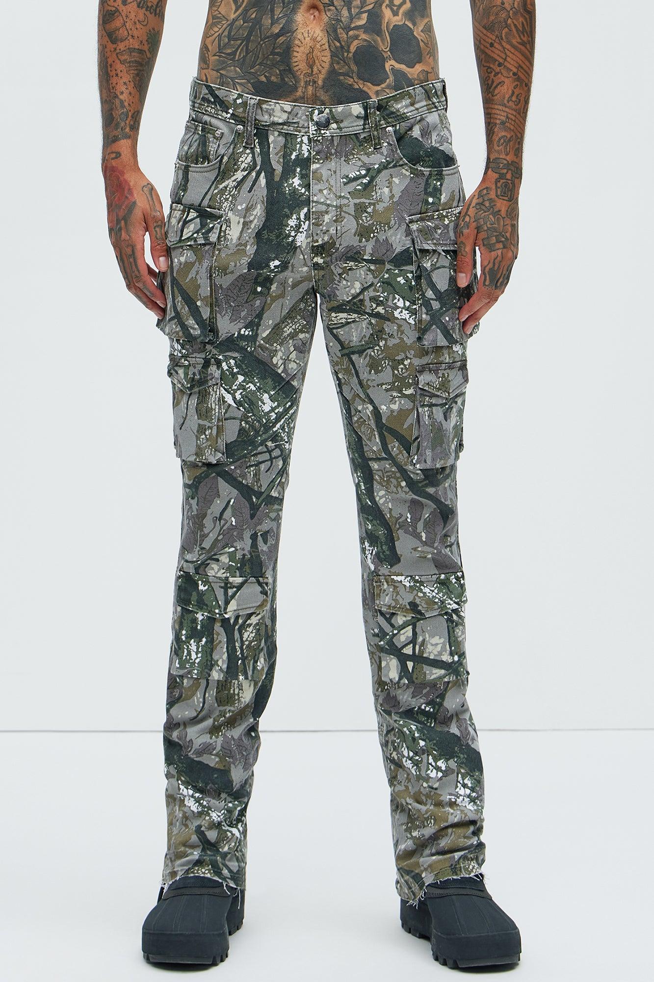 On Repeat Skinny Flare Cargo Pants - Green/combo Product Image