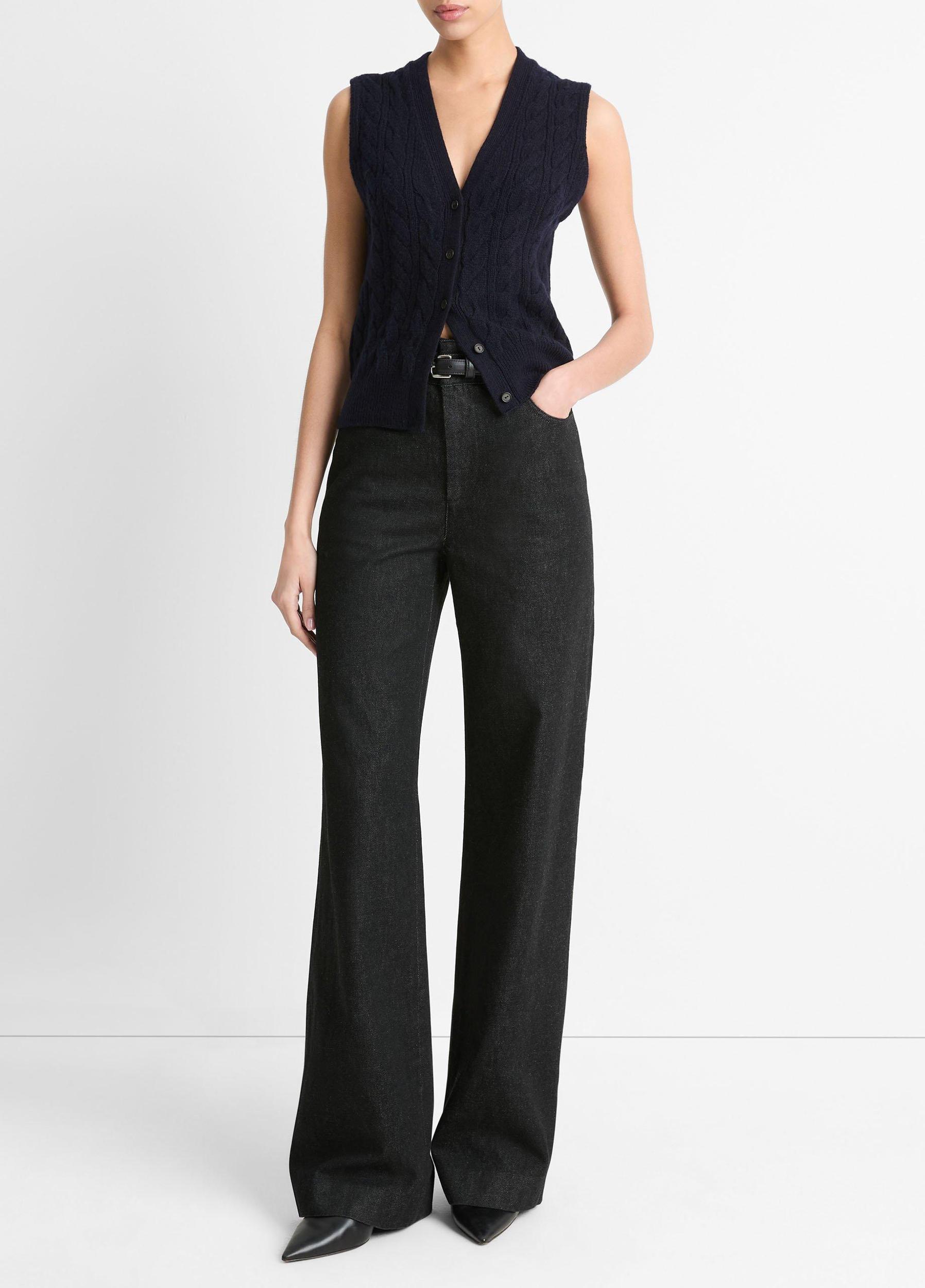 Cable Wool-Blend Button Sweater Vest Product Image