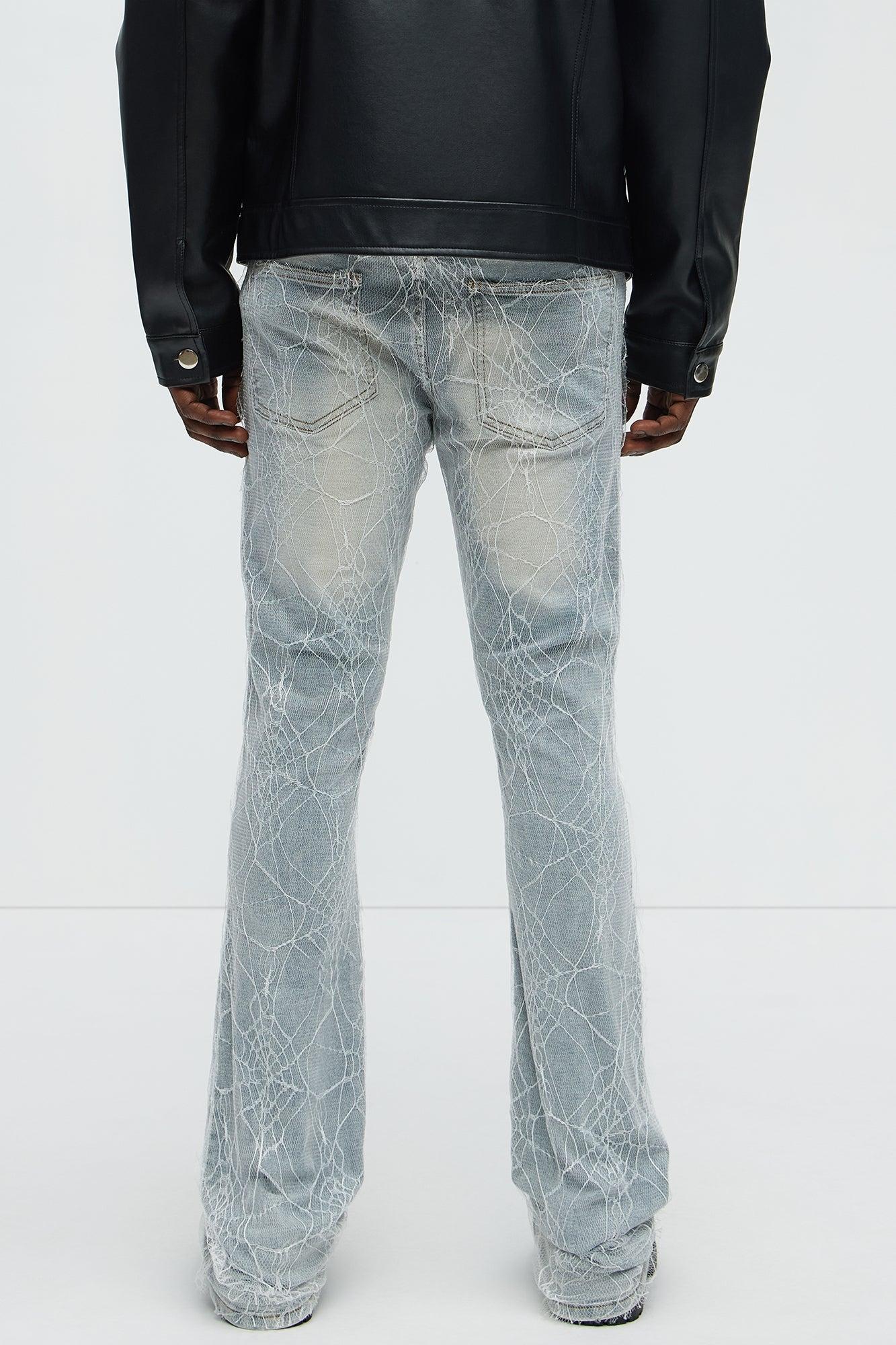 Stacked Skinny Flare Laced Jeans - Light Wash Male Product Image