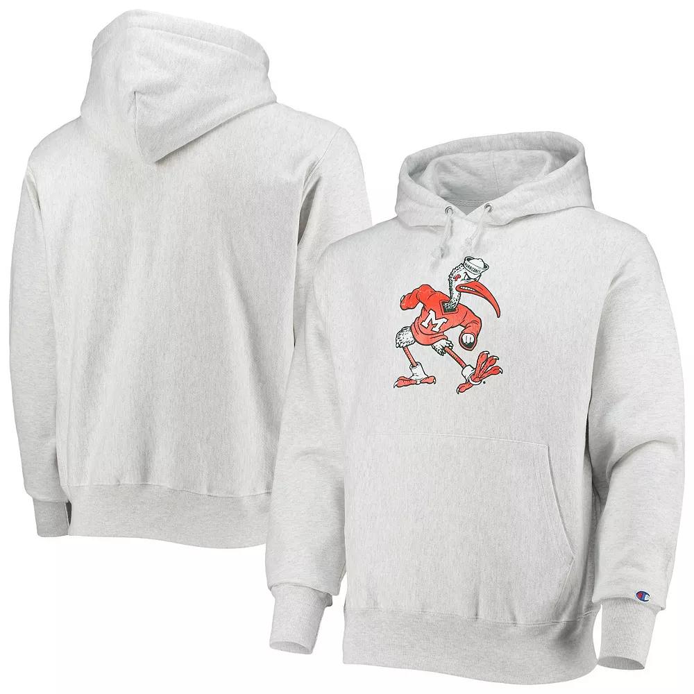 Mens Champion Heathered Gray Miami Hurricanes Team Vault Logo Reverse Weave Pullover Hoodie Product Image