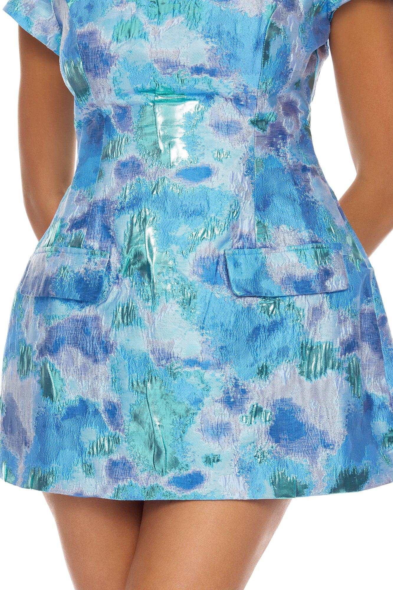 Juliette Jacquard Mini Dress - Blue/combo Female Product Image