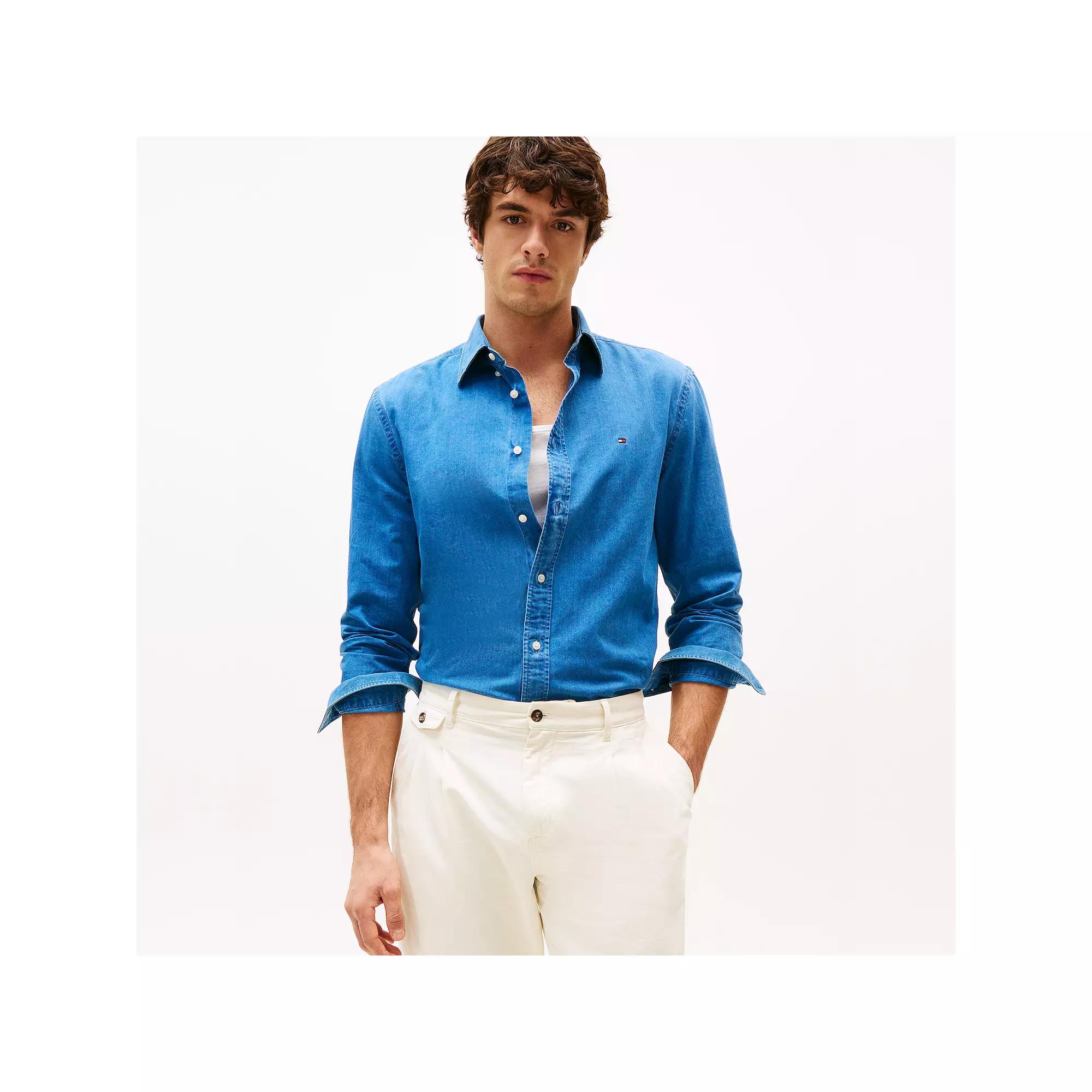 Men's Tommy Hilfiger Long Sleeve Chambray Button Down Shirt,  Product Image