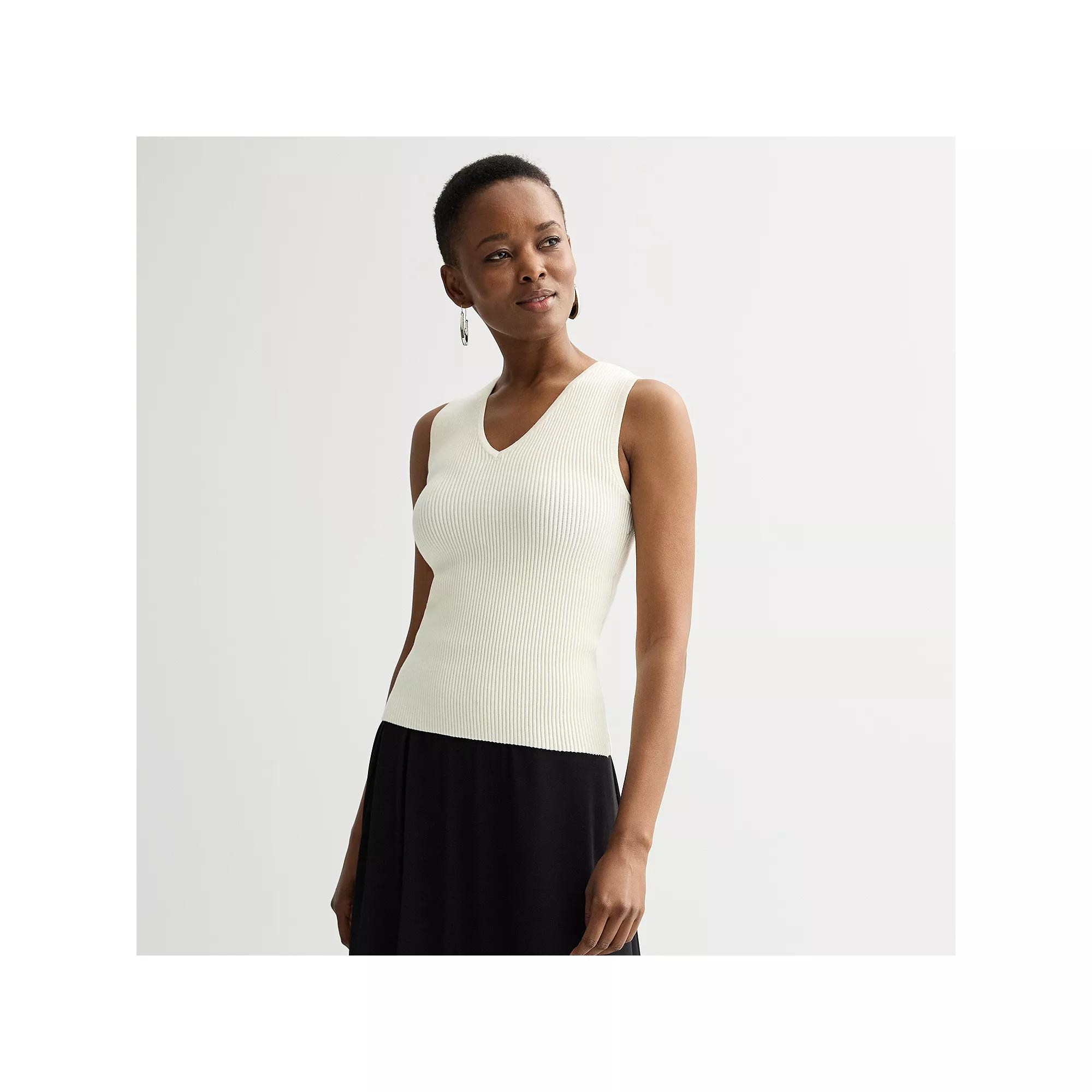 Women's Nine West Fitted Sweater Sculpt V-Neck Tank Top,  Product Image