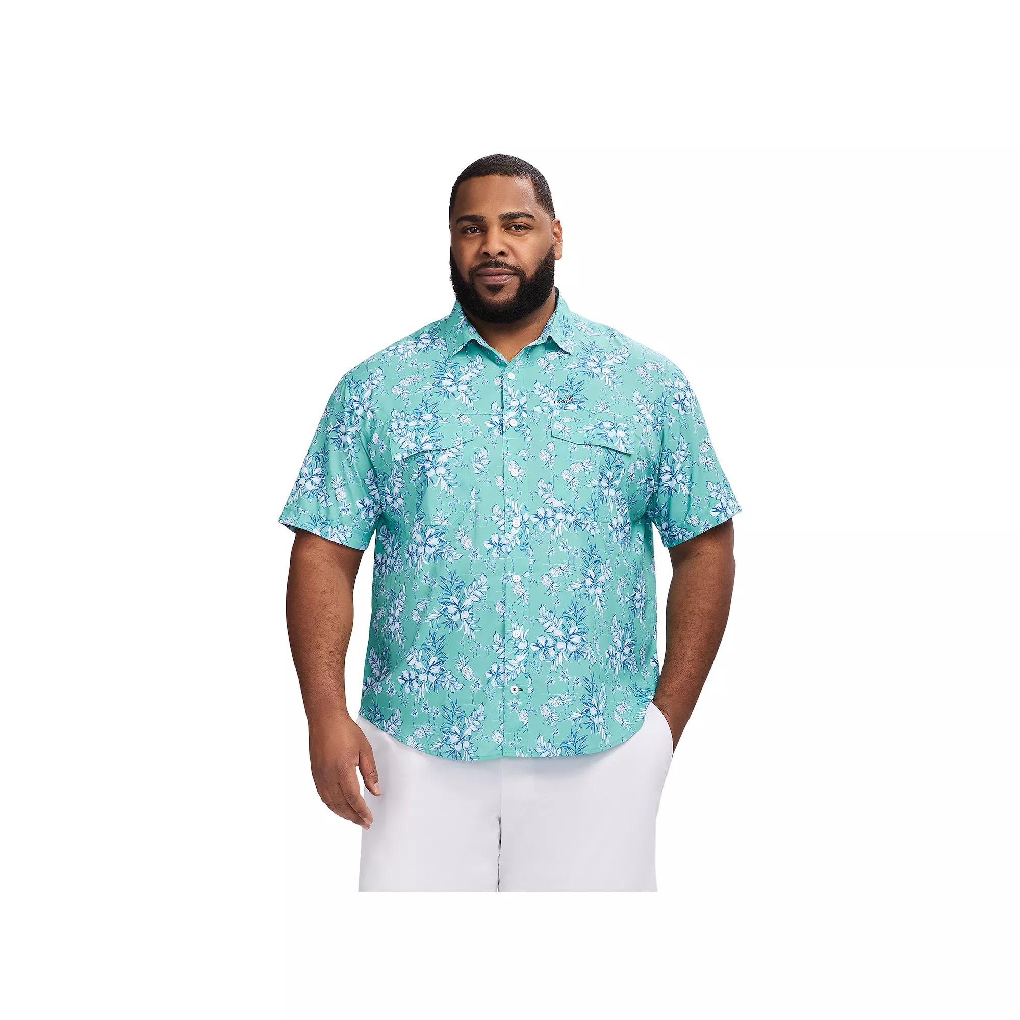 Big & Tall IZOD Sunshield Performance Woven Short Sleeve Button-Down Shirt, Men's,  Product Image