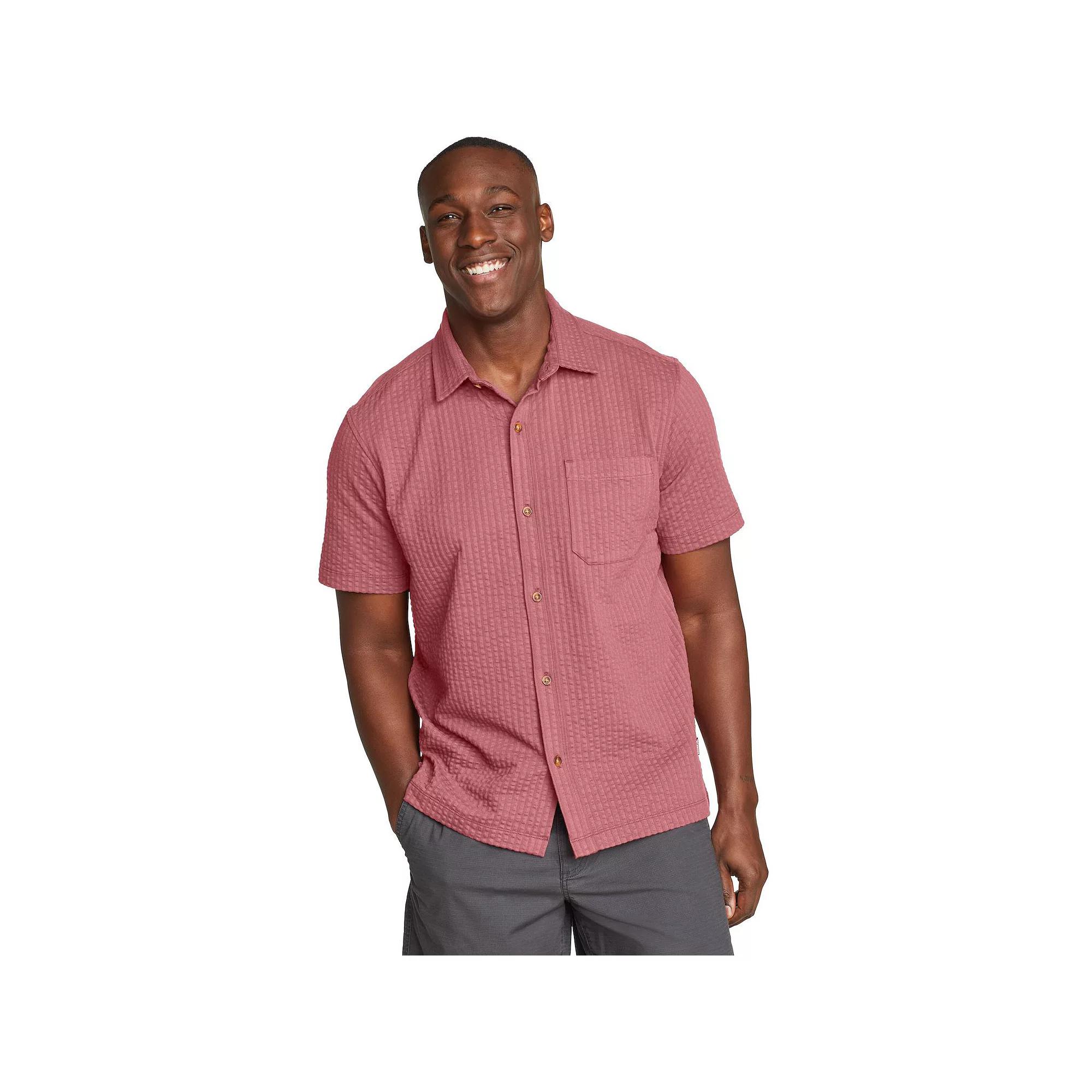 Big & Tall Eddie Bauer Alderpine Short Sleeve Seersucker Shirt, Men's, Size: XL Tall, Desert Pink Product Image