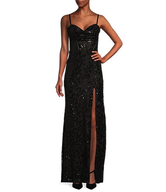 Blondie Nites Spaghetti Strap Sequin Lace Corset Dress Product Image