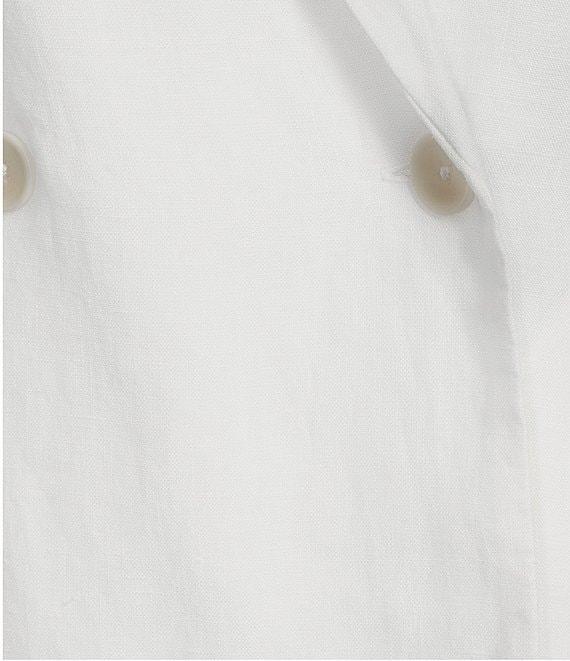 Eileen Fisher Organic Linen Notch Lapel Long Sleeve Double Breasted Blazer Product Image