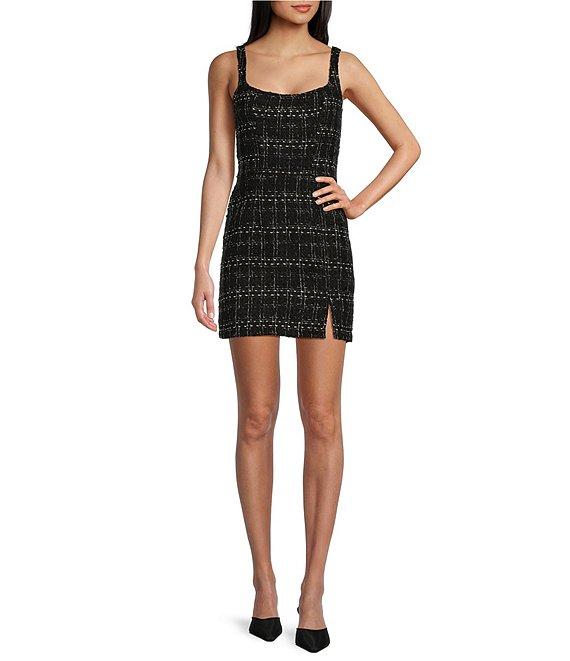 B. Darlin Sleeveless Scoop Neck Boucle Bodice Skater Skirt Dress Product Image