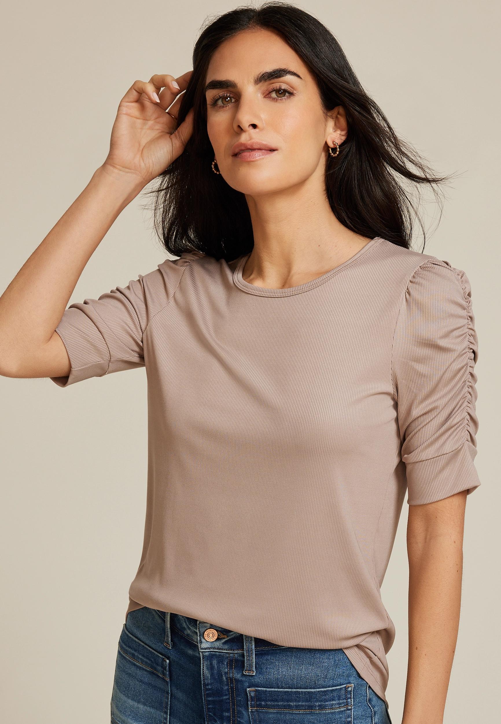 Ruched Puff Sleeve Top Product Image
