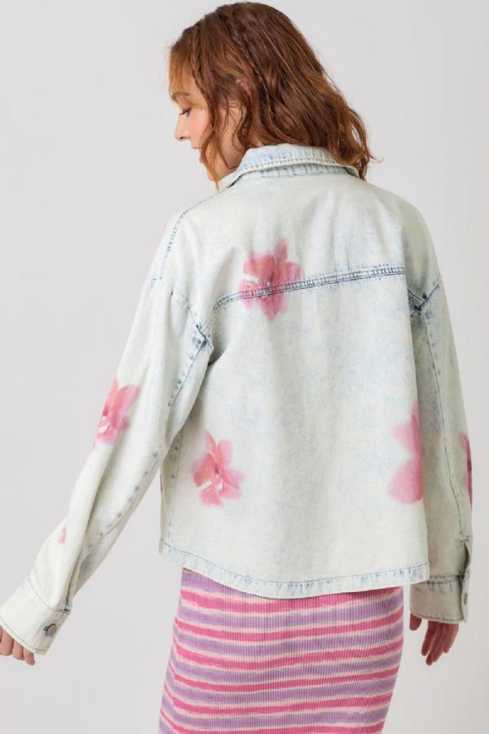 Floral Printed Denim Shacket Product Image