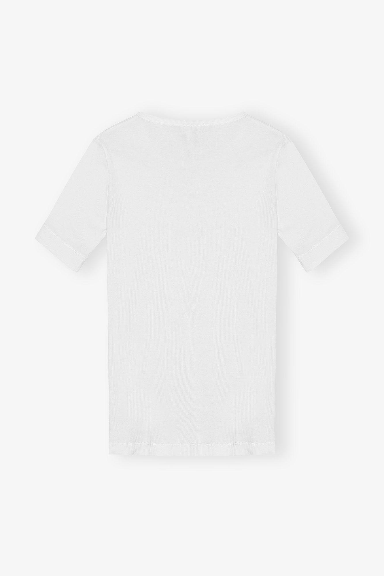 White Soft Cotton Rib Short Sleeve T-Shirt Product Image