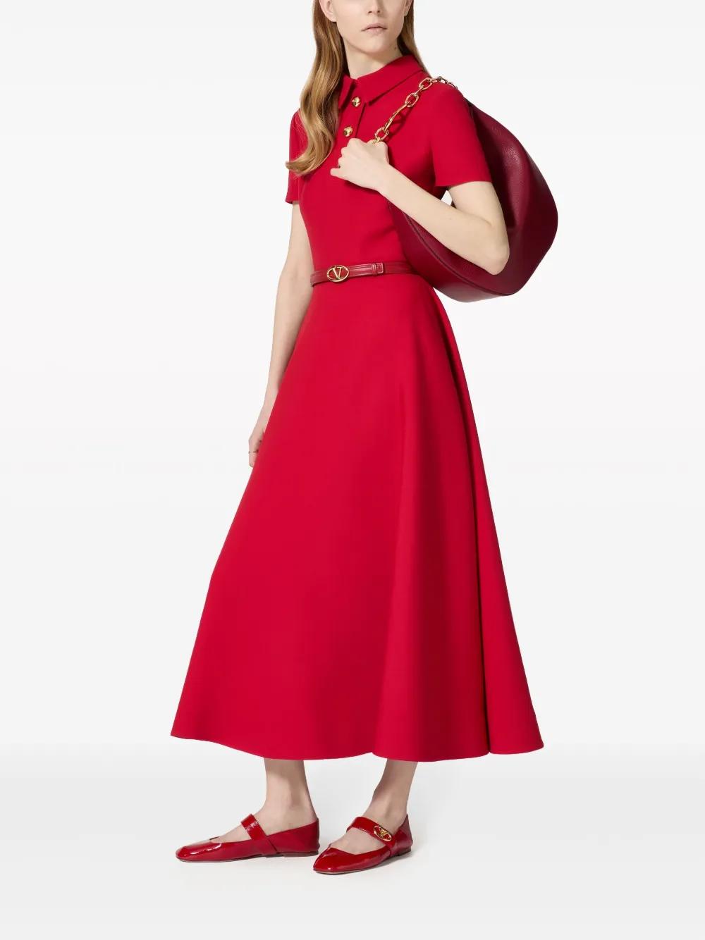 short-sleeve polo-collar maxi dress Product Image