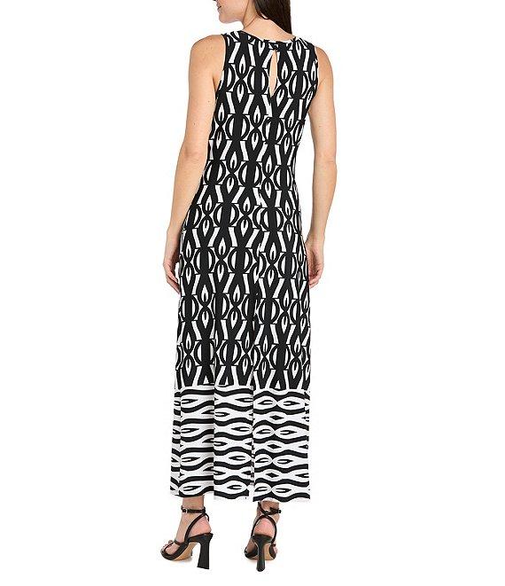 R & M Richards Sleeveless Geo Print Sheath Maxi Dress Product Image