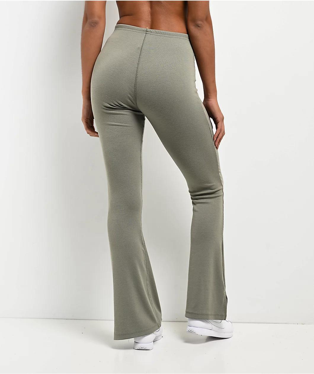 Nike Sportswear Chill Knit Mini-Rib Light Army Flare Leggings Product Image