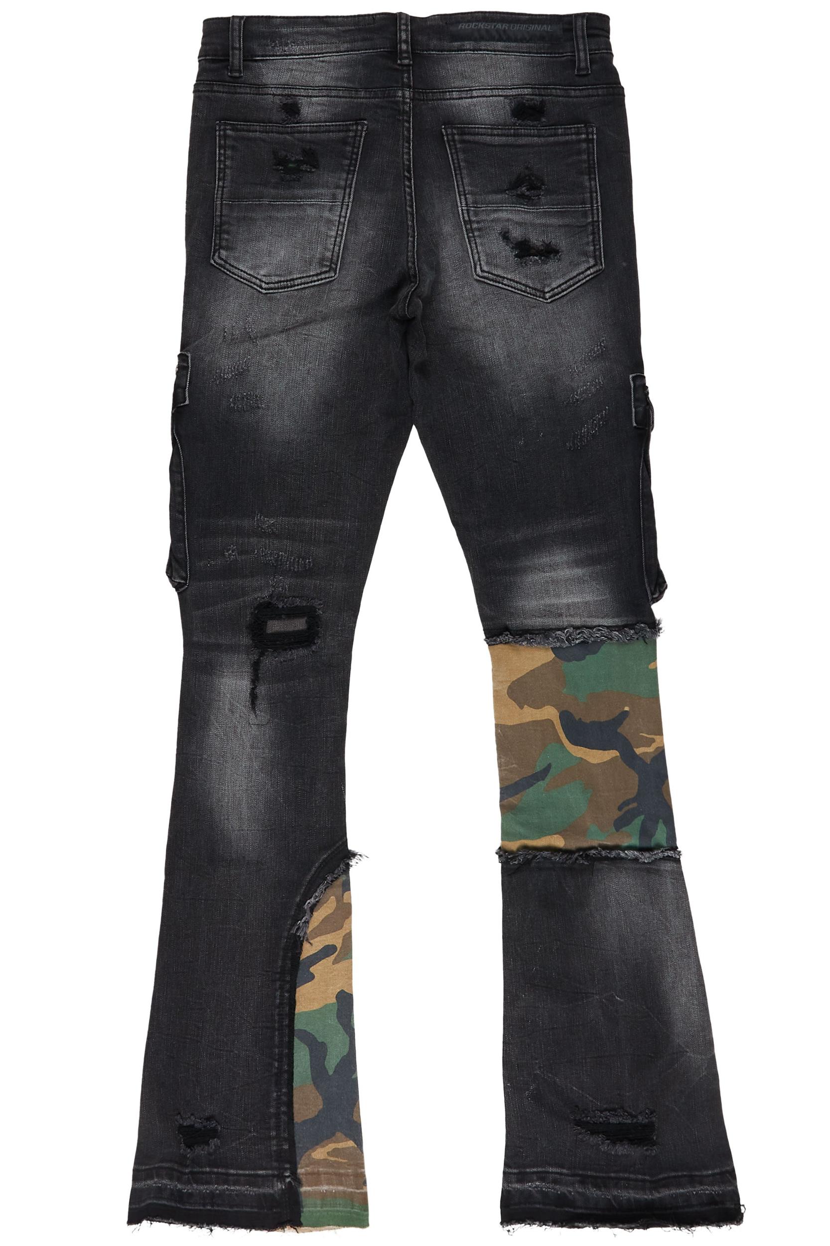 Zeta Grey Stacked Flare Jean Male Product Image