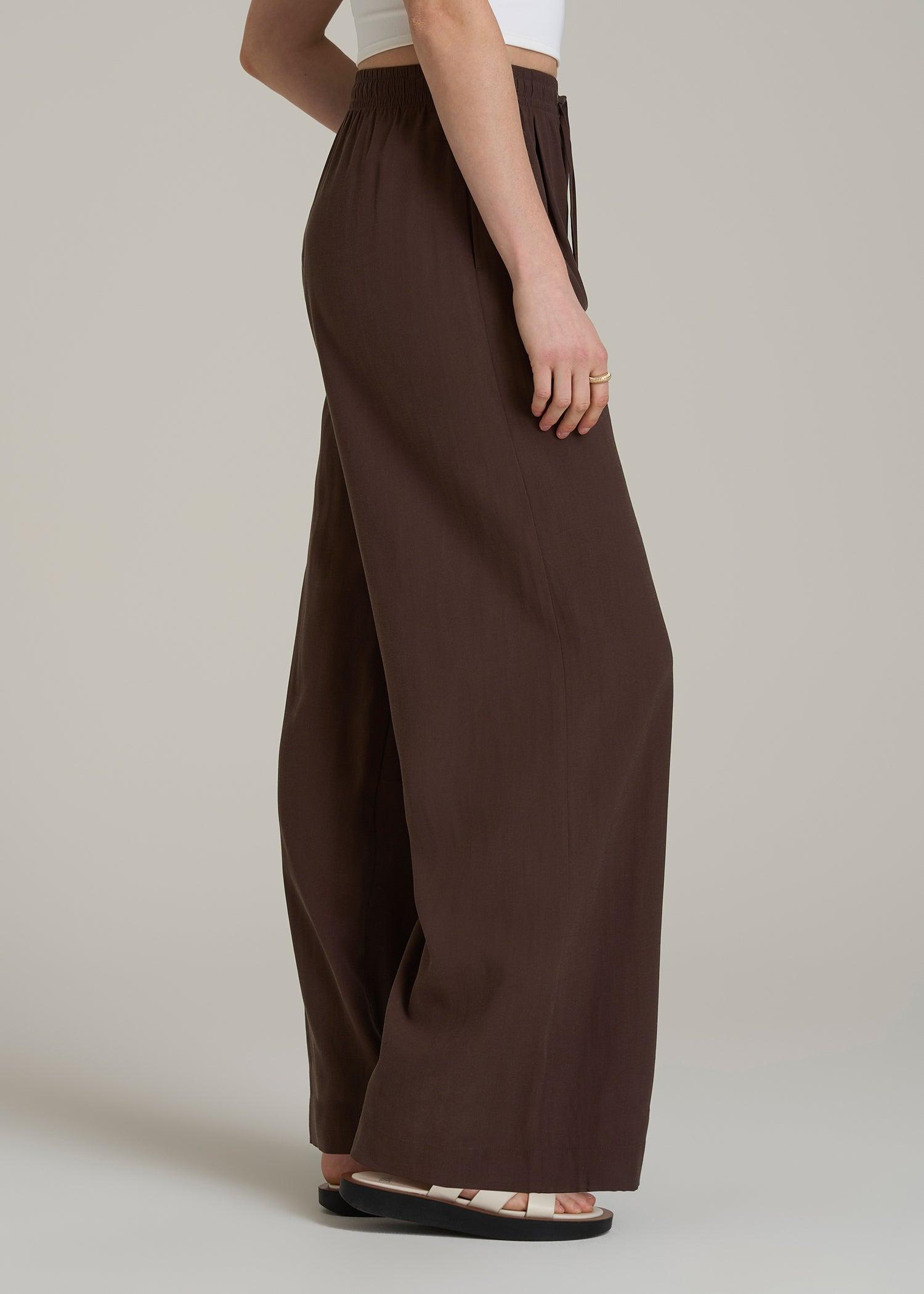 Relaxed Pull-On Pants for Tall Women in Espresso Female Product Image