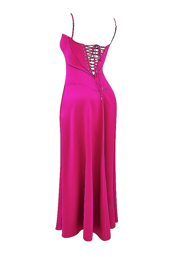Anabella  fuchsia lace up maxi dress Product Image