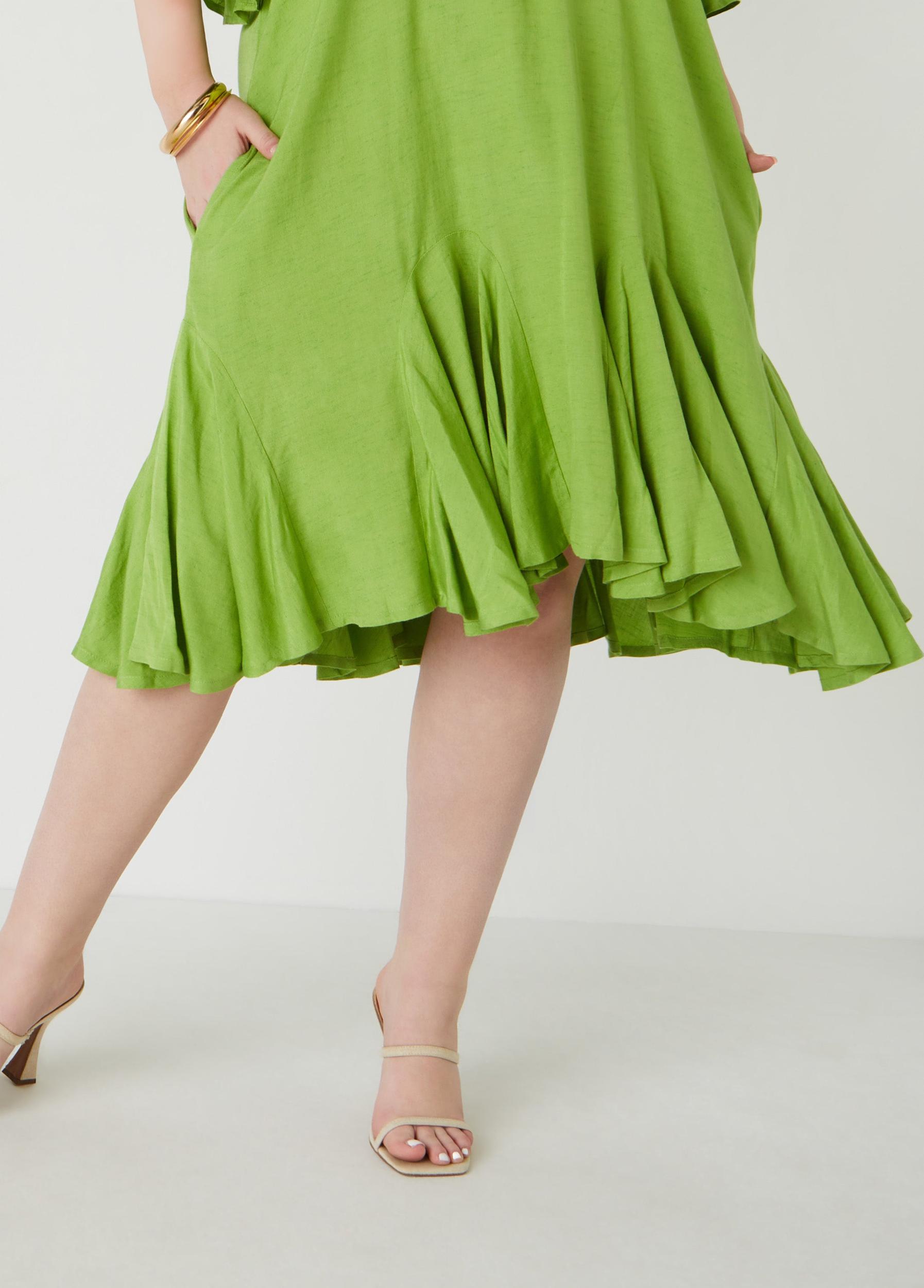 Plus Size Flounced Off The Shoulder Dress Ashley Stewart Product Image