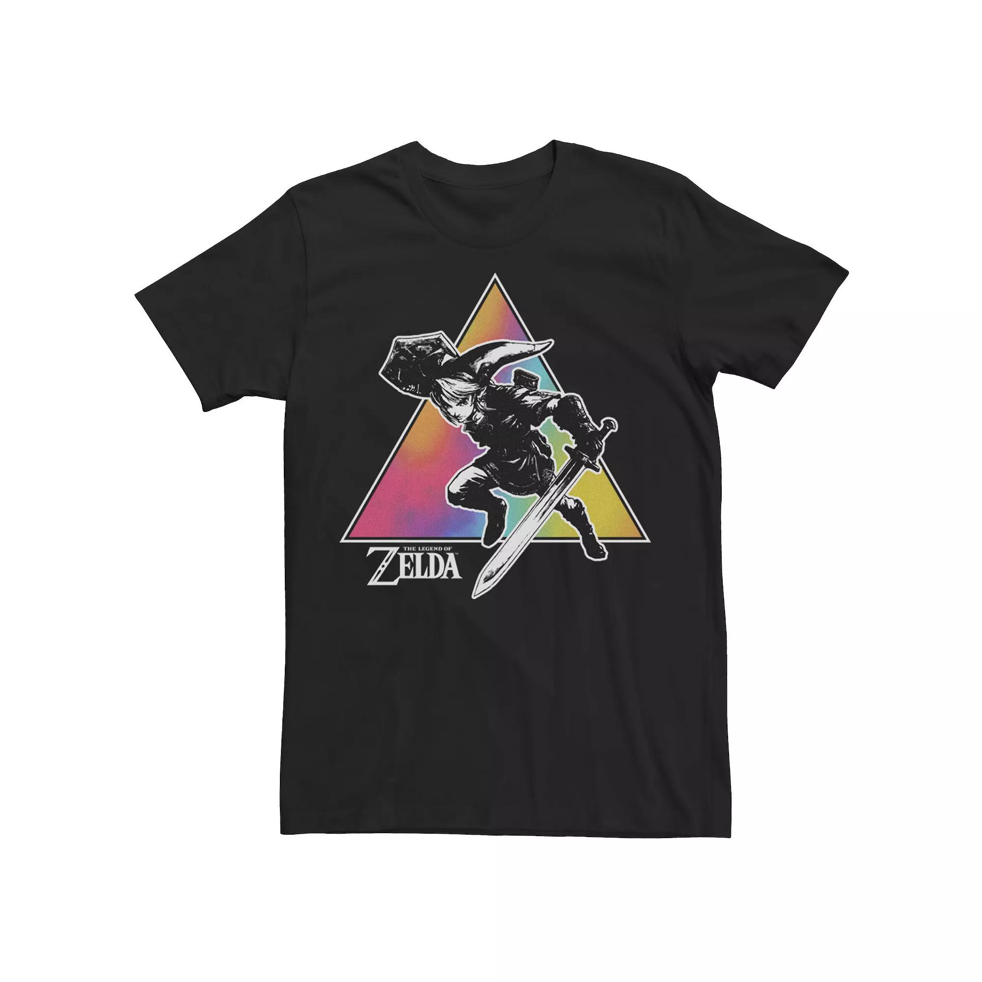 Men's Zelda Link Tie Dye Triangle Portrait Tee,  Product Image