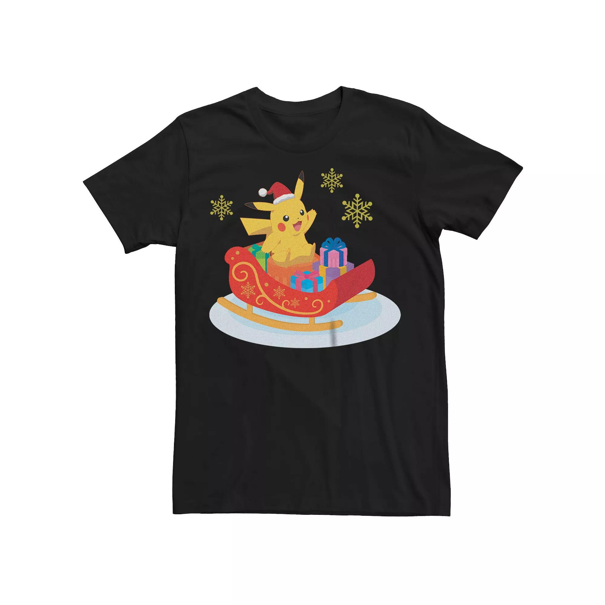 Men's Pokemon Pikachu Christmas Ride Tee, Size: XXL, Black Product Image