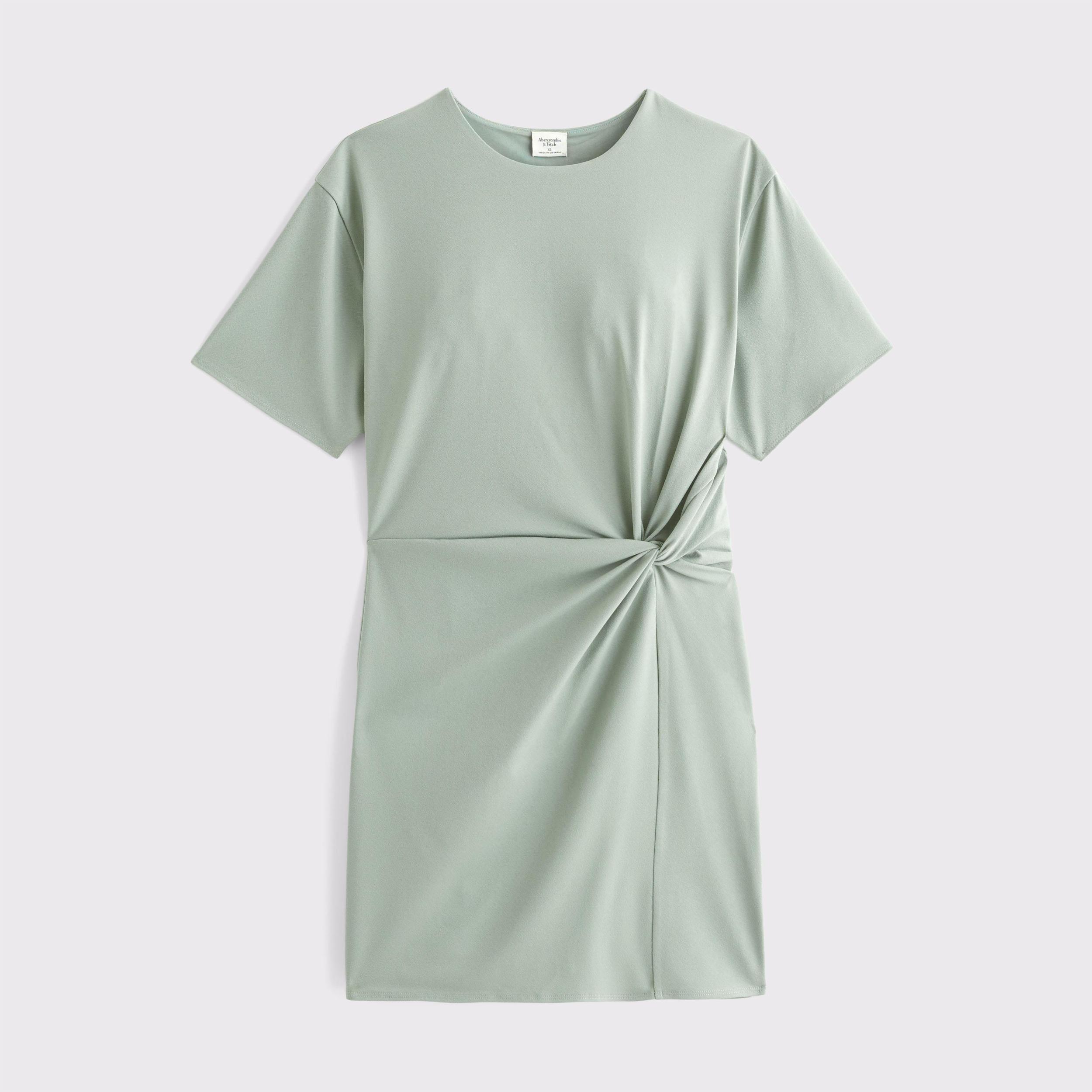 Side-Knot Knit Mini Dress Product Image