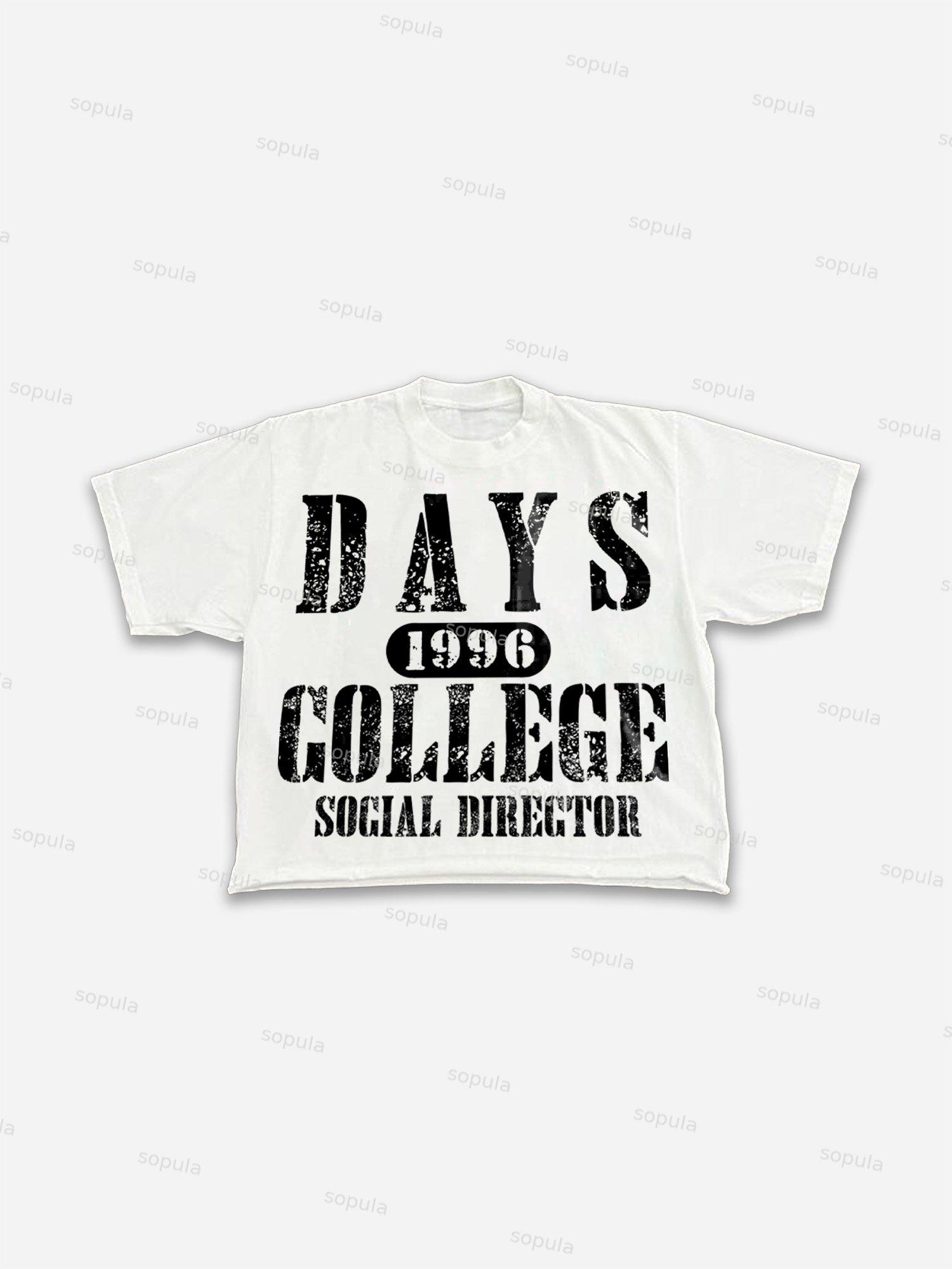 1996 Days Gollege Vintage Letter Graphic Cropped T-shirt Product Image