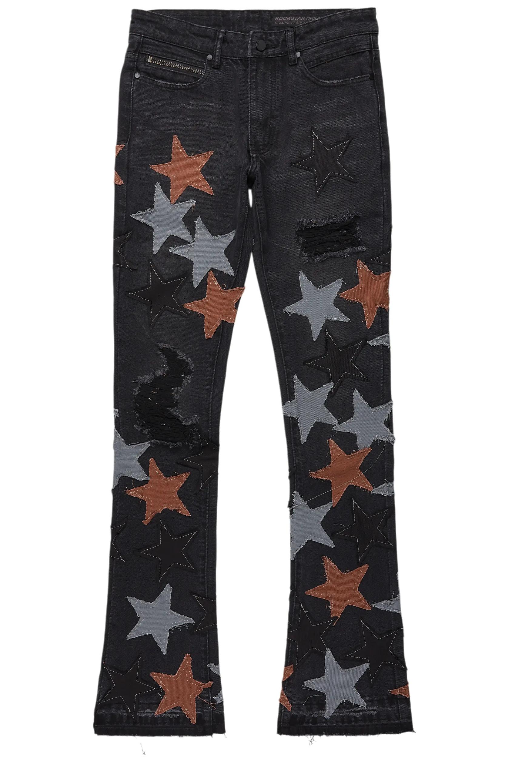 StarLane Black Stacked Flare Jean Male Product Image