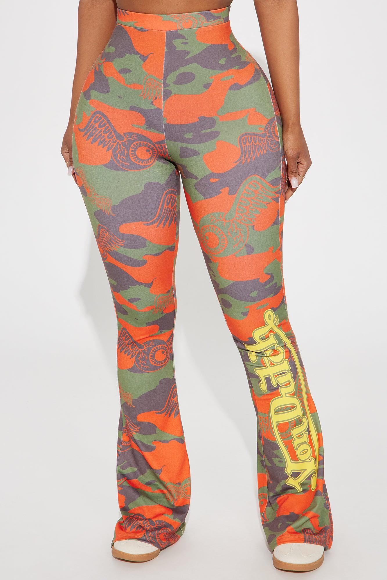 Von Dutch Embroidered Camo Flare Pant - Olive/combo Product Image