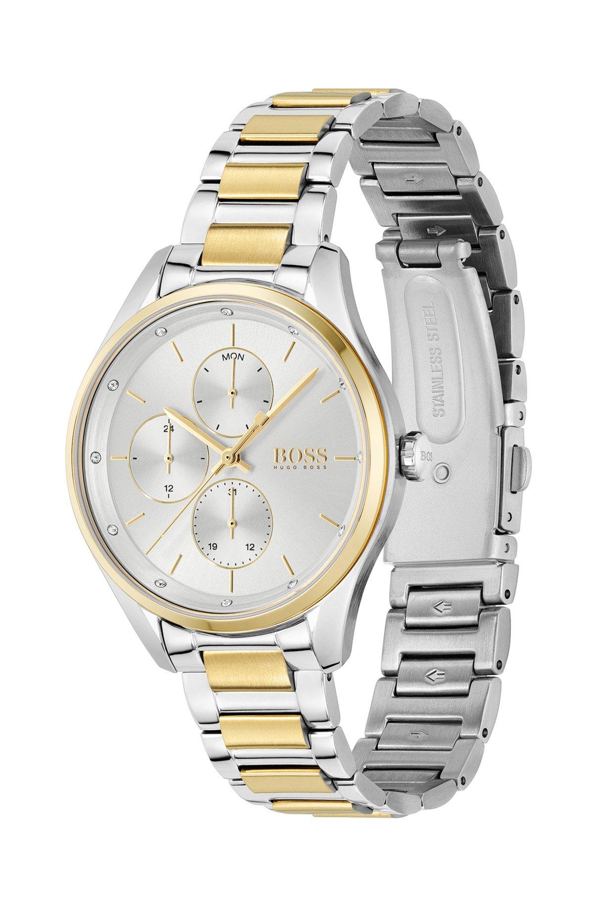 Two-tone watch with crystals and link bracelet Product Image