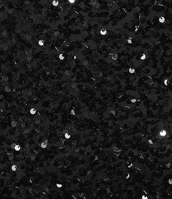 Morgan & Co. Clustered Beaded Sequin Halter Tie Neck Dress Product Image