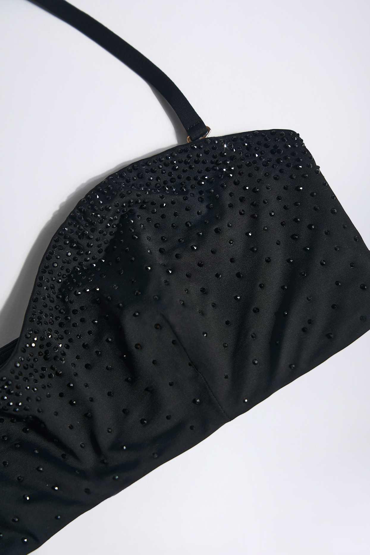 Embellished Bandeau Bikini Top in Black Product Image