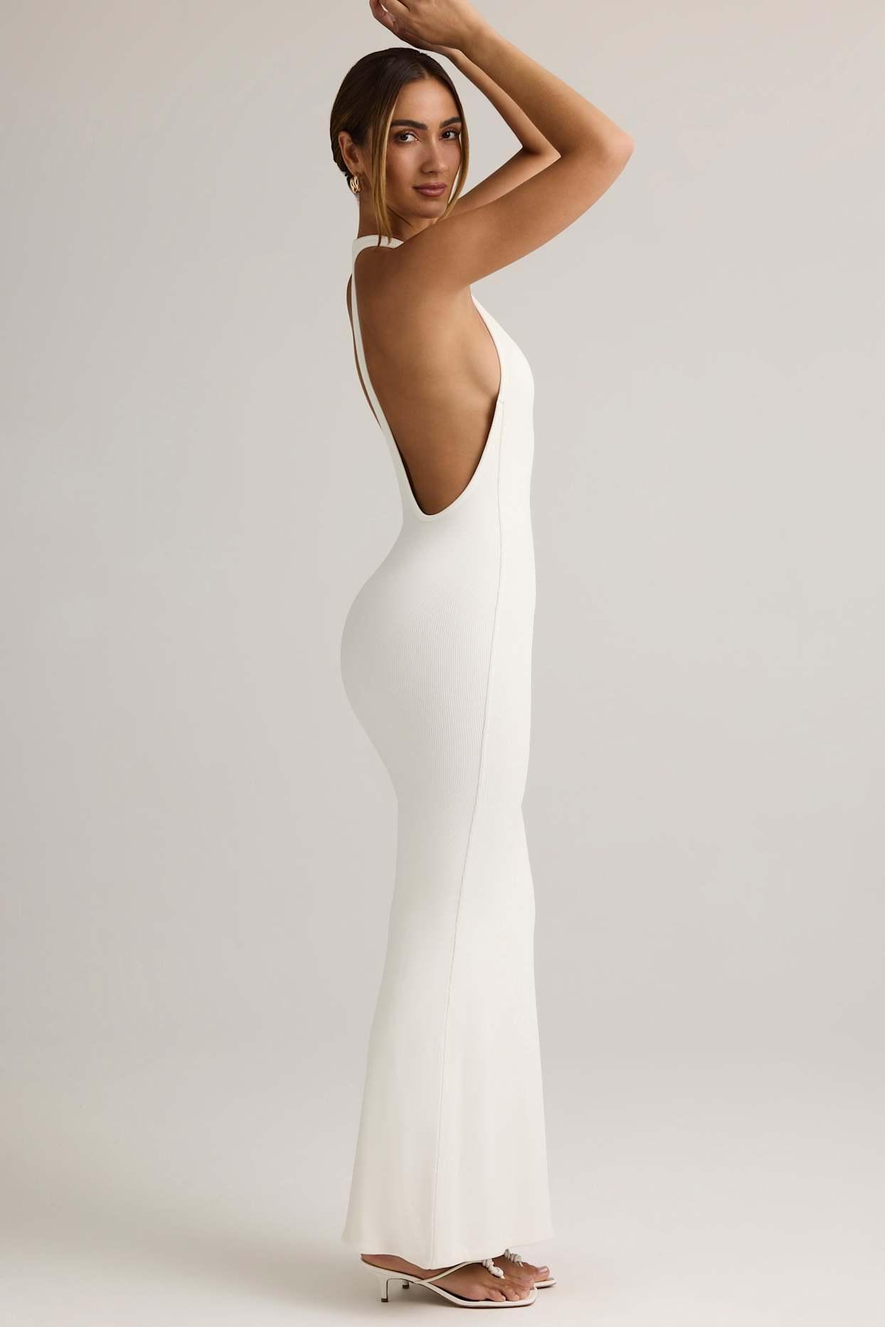 Modal Racerback Maxi Dress in White Product Image