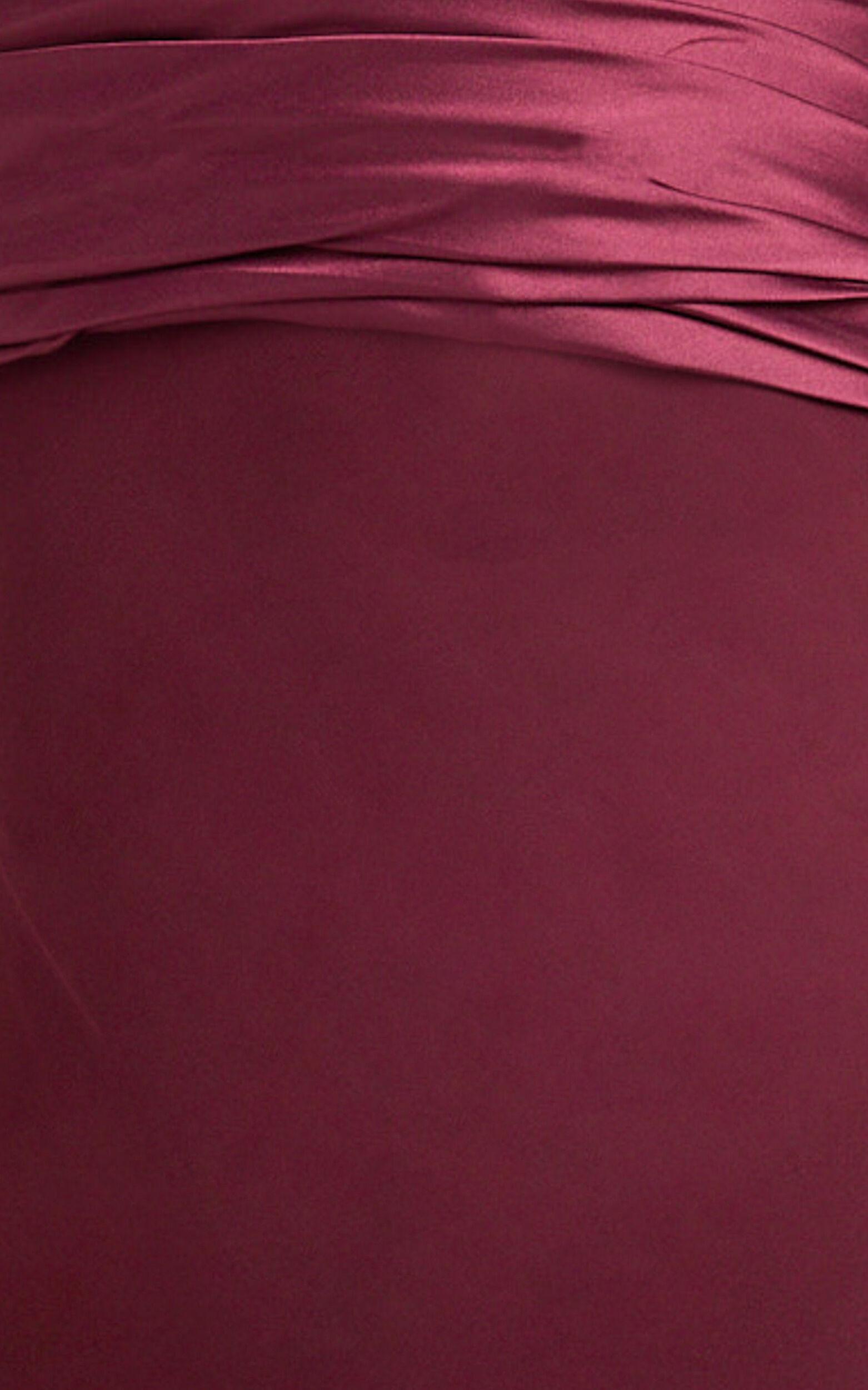 Sonya Maxi Dress - Cowl Neck Asymmetric Fit And Flare Dress in Wine Product Image