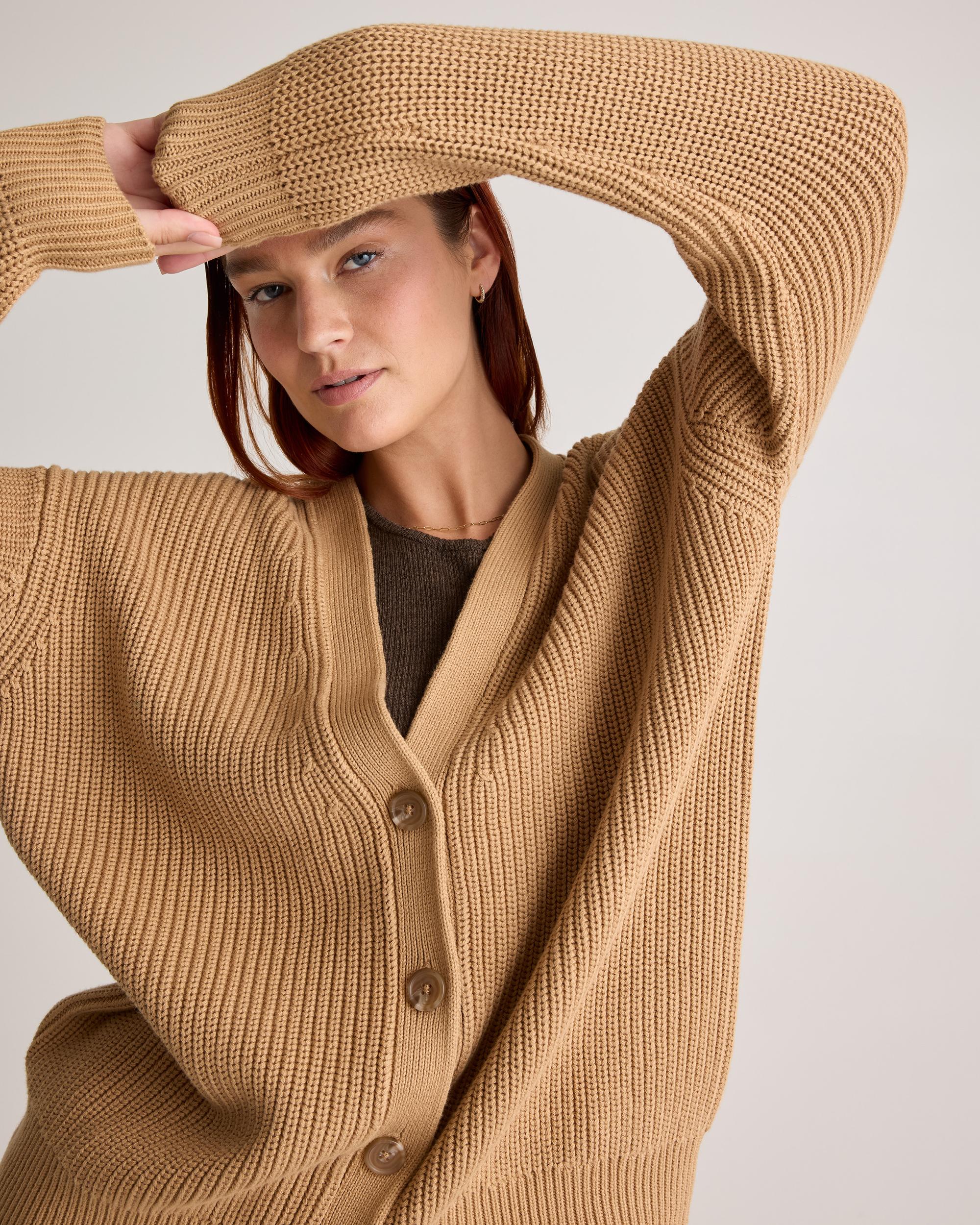 Quince | Women's OverSized Boyfriend Cardigan Sweater Size XS, Organic Cotton Product Image