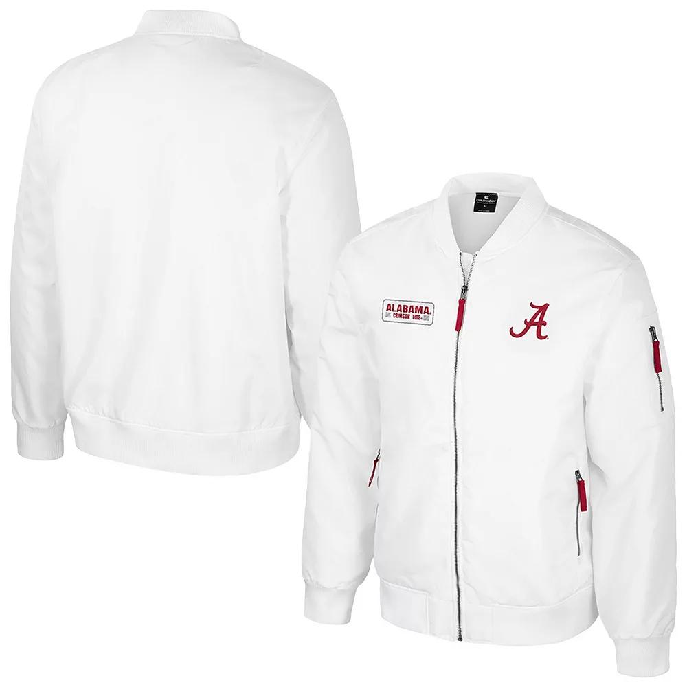 Men's Colosseum Alabama Crimson Tide White Rabbit Full-Zip Bomber Jacket, Size: Large Product Image