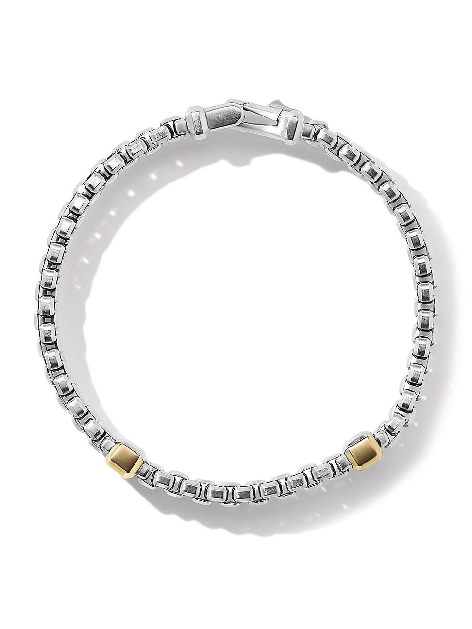 Mens Double Box Chain Bracelet in Sterling - Product Image