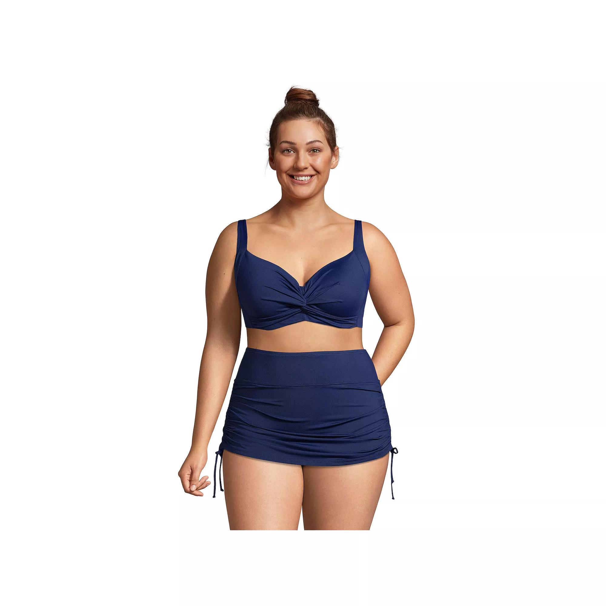 Plus Size Lands' End Twist-Front Underwire Bikini Top, Women's, Size: 26 W, Deep  Blue Product Image
