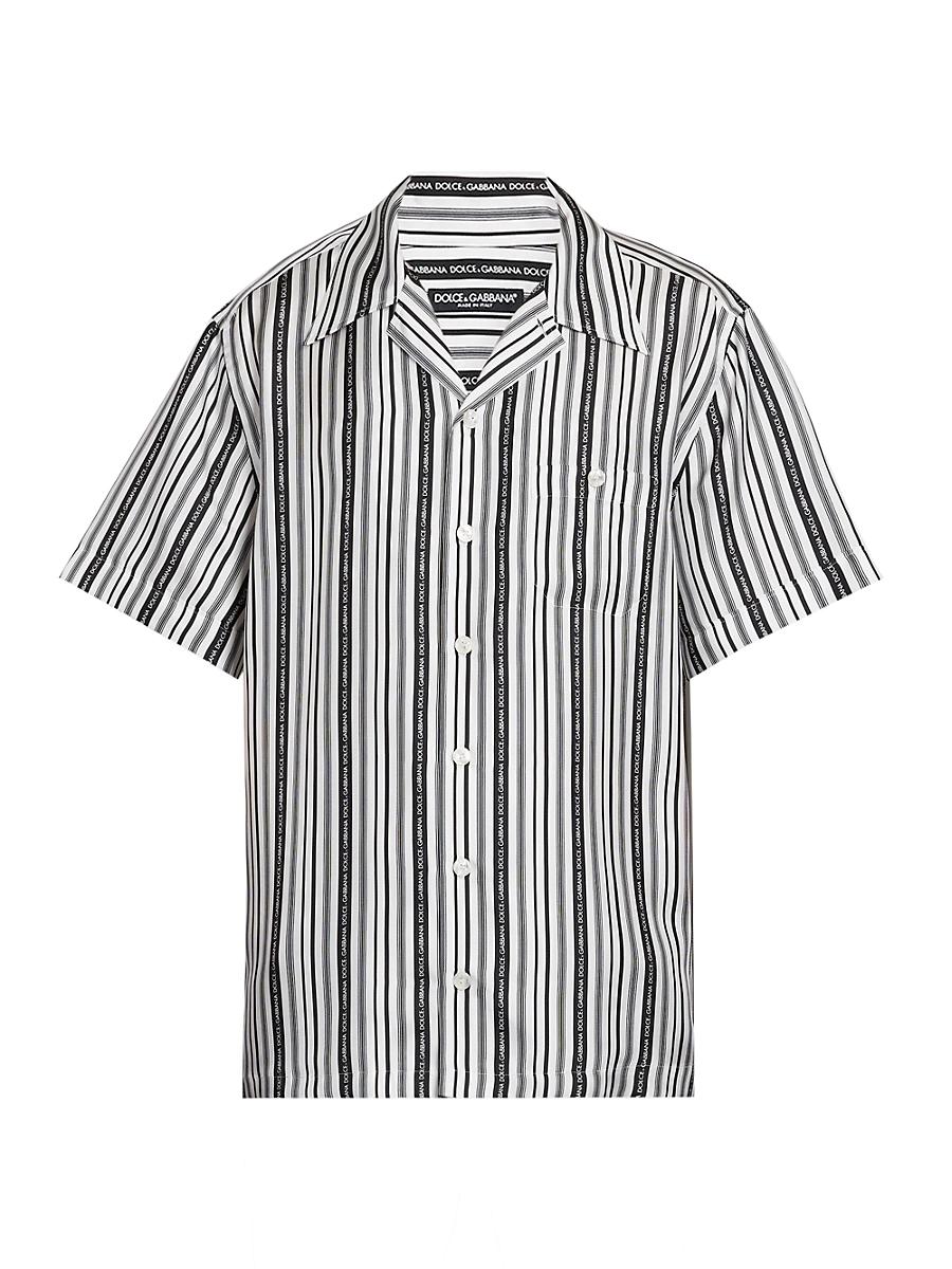 Mens Logo Striped Silk Twill Shirt Product Image