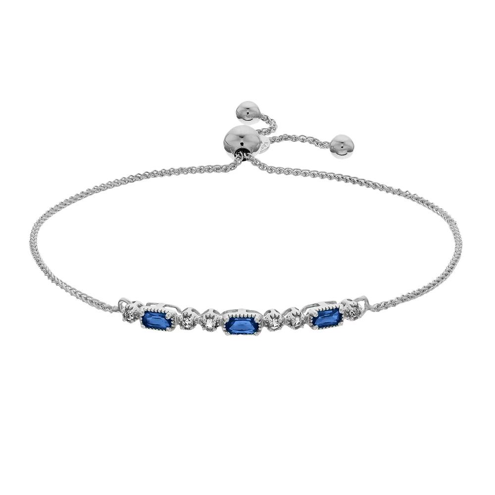 Sterling Silver Lab-Created Sapphire & White Sapphire Adjustable Bracelet, Women's, Size: 9.50, Created Blue Blue Product Image