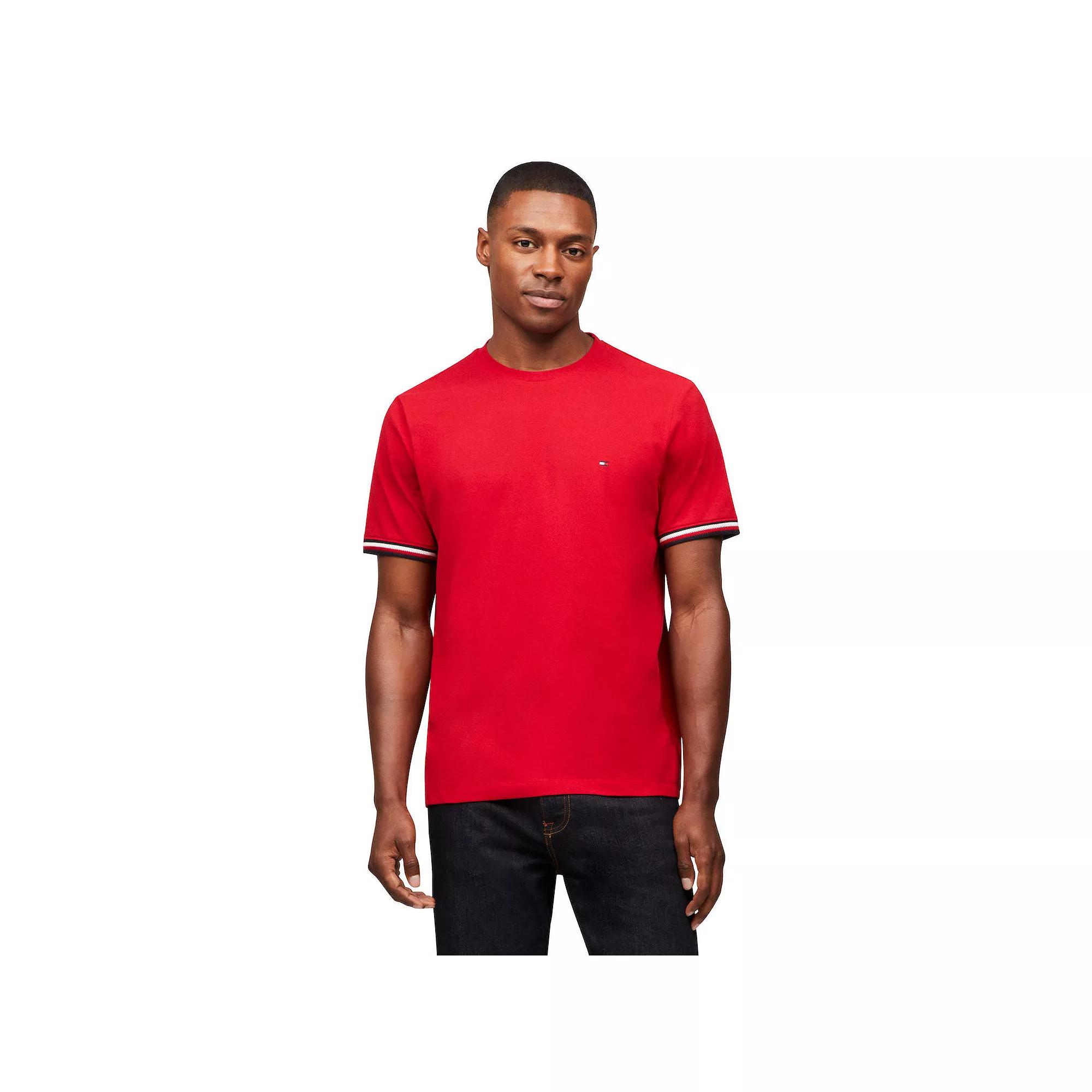 Men's Tommy Hilfiger Global Stripe Cuff Tee, Size: Medium, Red Product Image