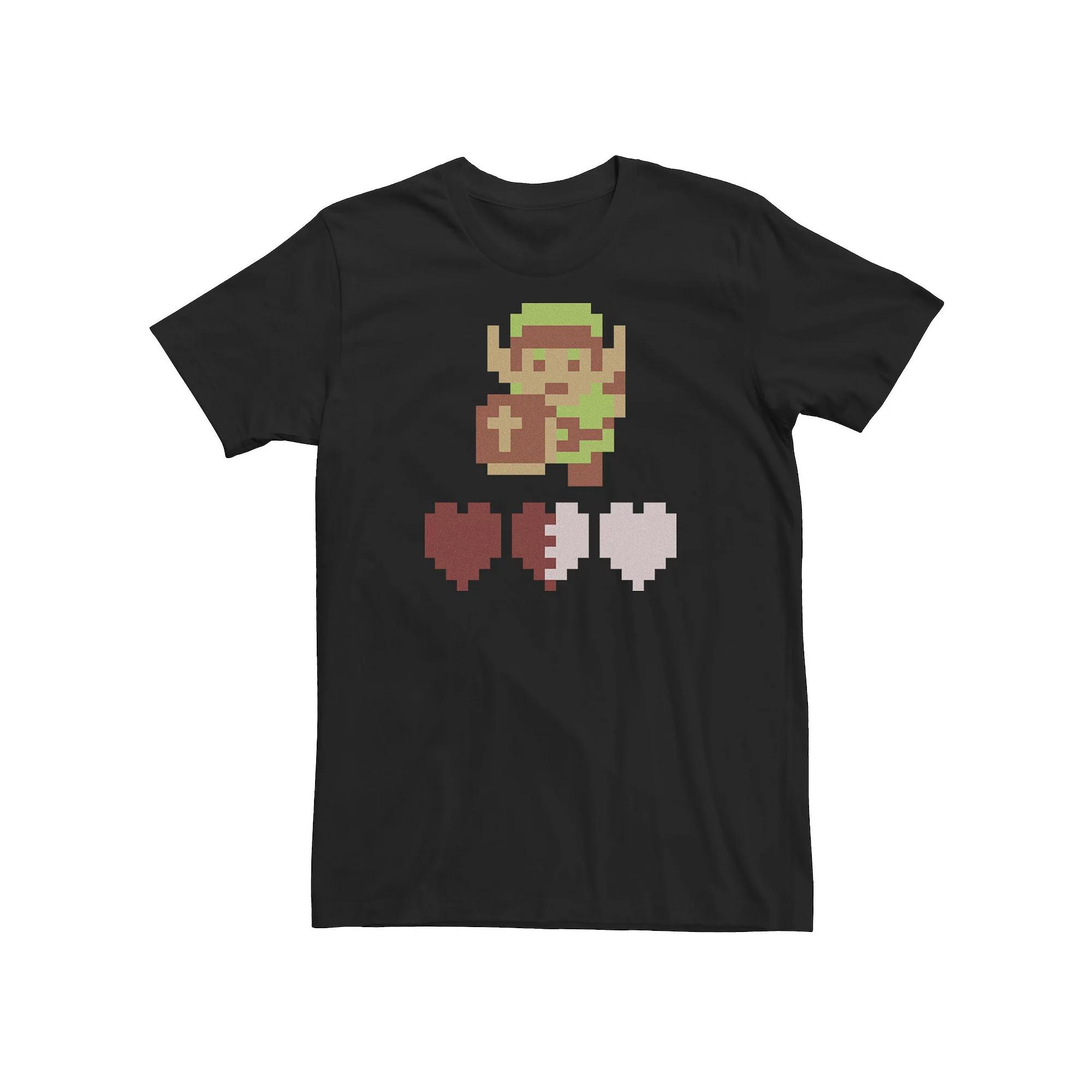 Men's Nintendo Legend Of Zelda 8-Bit Link 3 Hearts Short Sleeve Tee,  Product Image