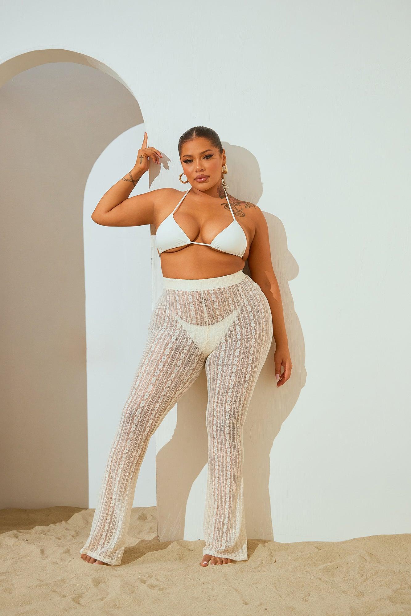 Camelia Lace Cover Up Pants - Cream Product Image